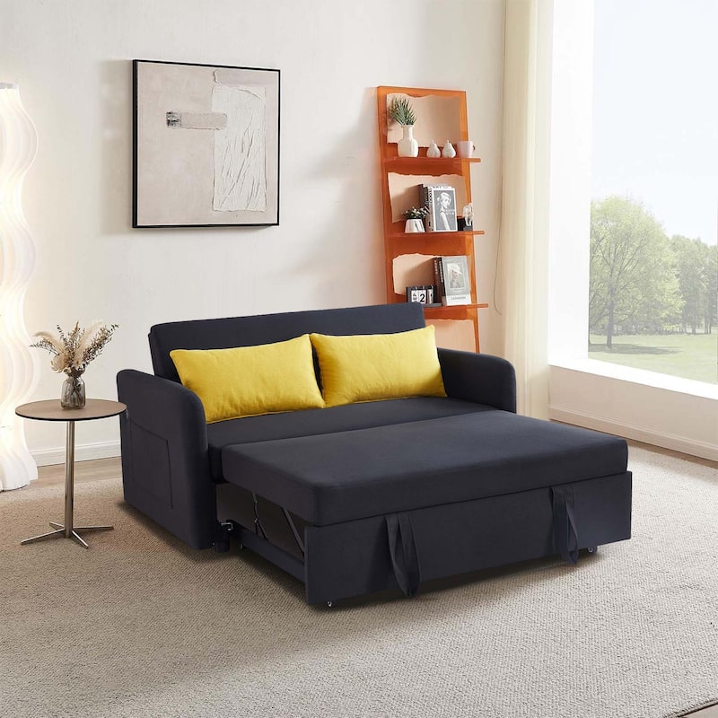 Aukfa Sofa Bed Pull Out Couch Convertible Loveseat Sleeper Sofa Couch - Black