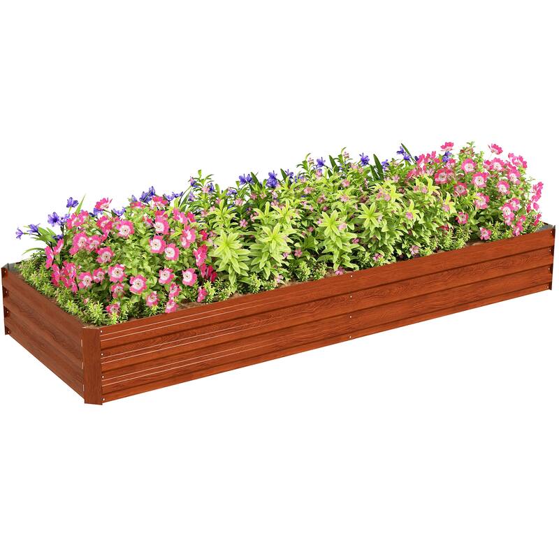 Outsunny Galvanized Raised Garden Bed, 8' x 3' x 1' Metal Planter Box, for Growing Vegetables, Flowers, Herbs, Succulents