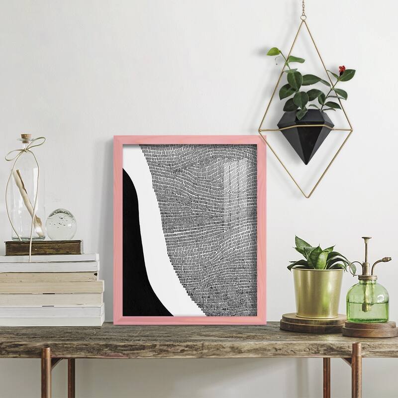 Black & White Abstract I -Framed Print w/glass-Cherry Red