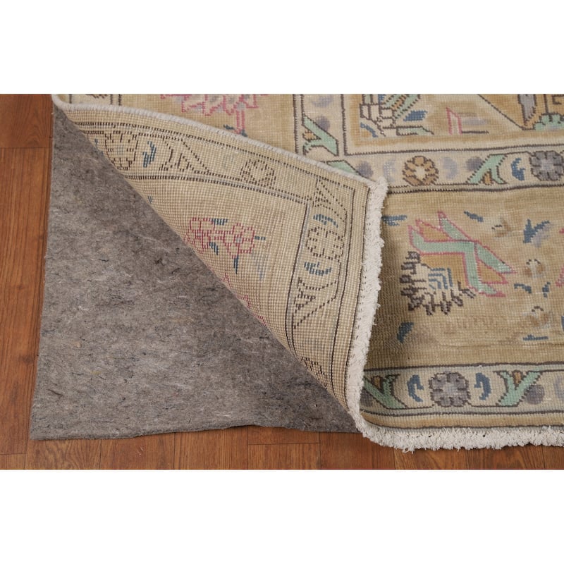 Blue / Medallion Tabriz Persian Vintage Rug Handmade Wool Carpet - 7'11" x 11'1"