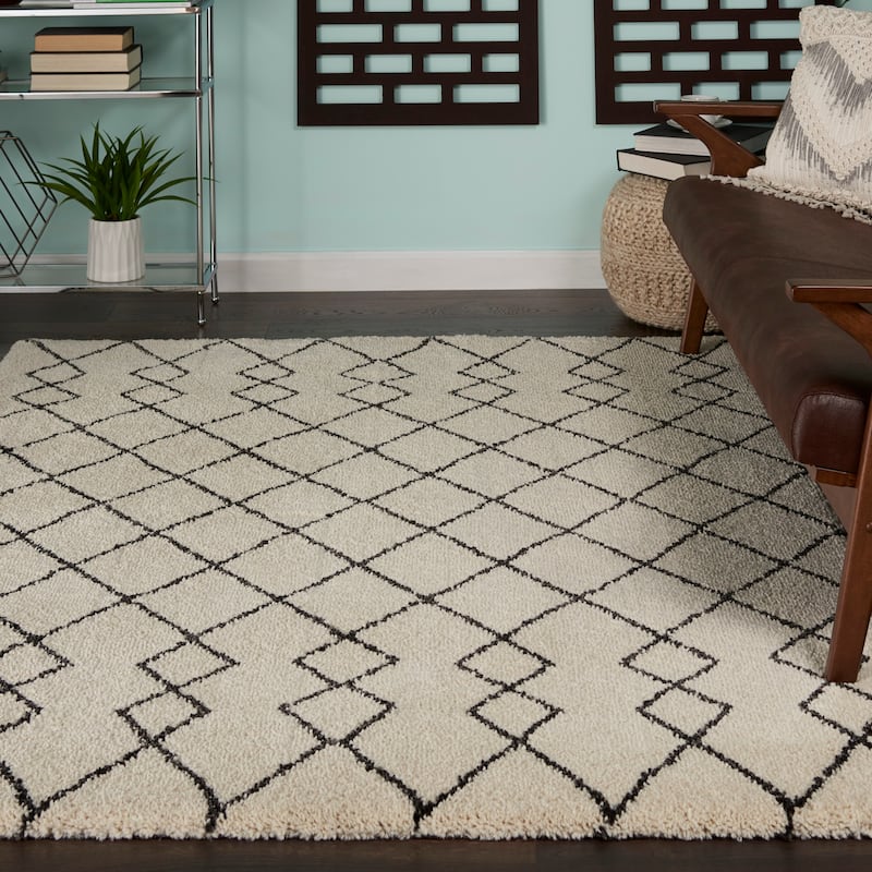 Nourison Geometric Moroccan Boho Shag Area Rug