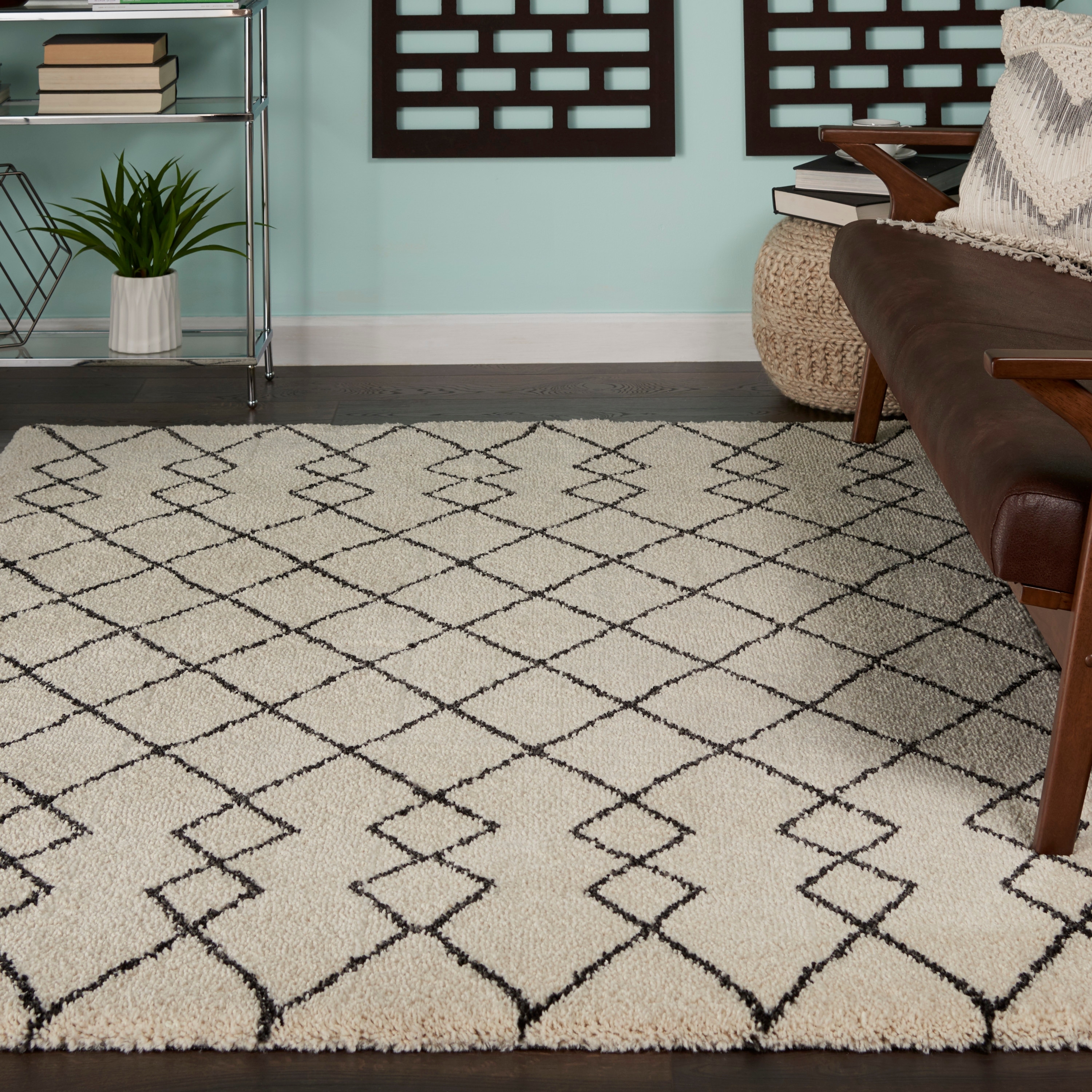 Nourison Geometric Moroccan Boho Shag Area Rug