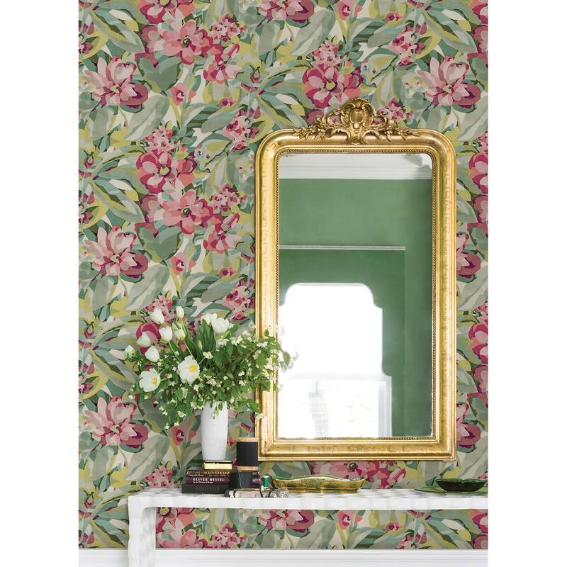 Caroline et Bettina Wine Belles Fleurs Peel & Stick Wallpaper