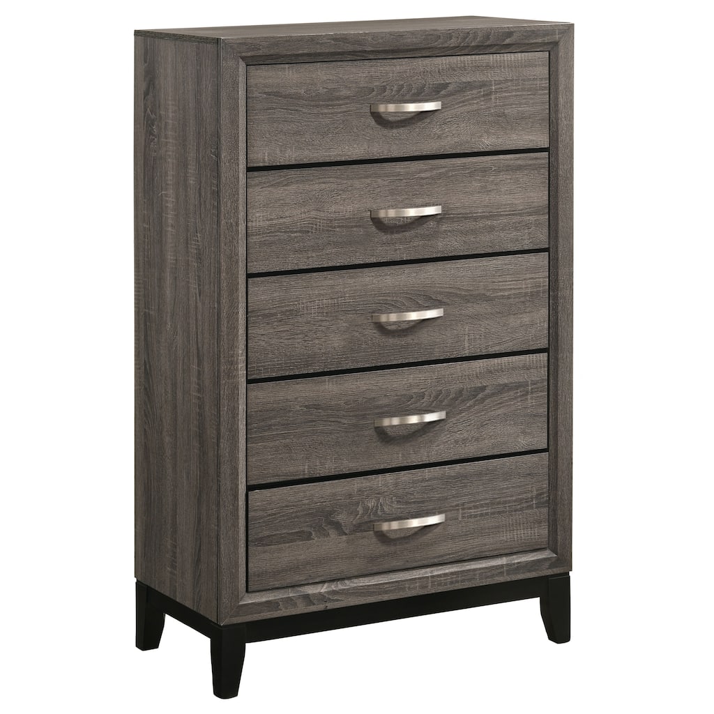 Watson Transitional Wood 5-drawer Bedroom Chest Grey Oak
