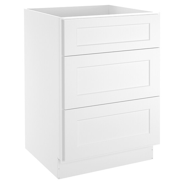 HOMLUX 3-Drawers 24 in.D x 34.5 in.H in Shaker White Plywood