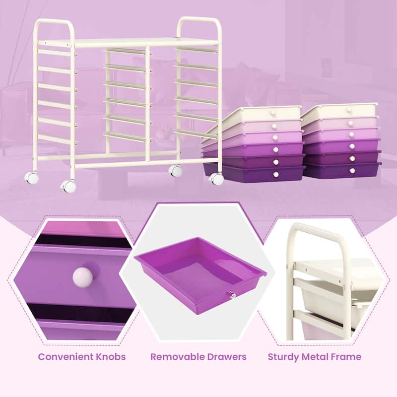 Costway 12 Drawers Rolling Cart Storage Scrapbook Paper Studio - See Details