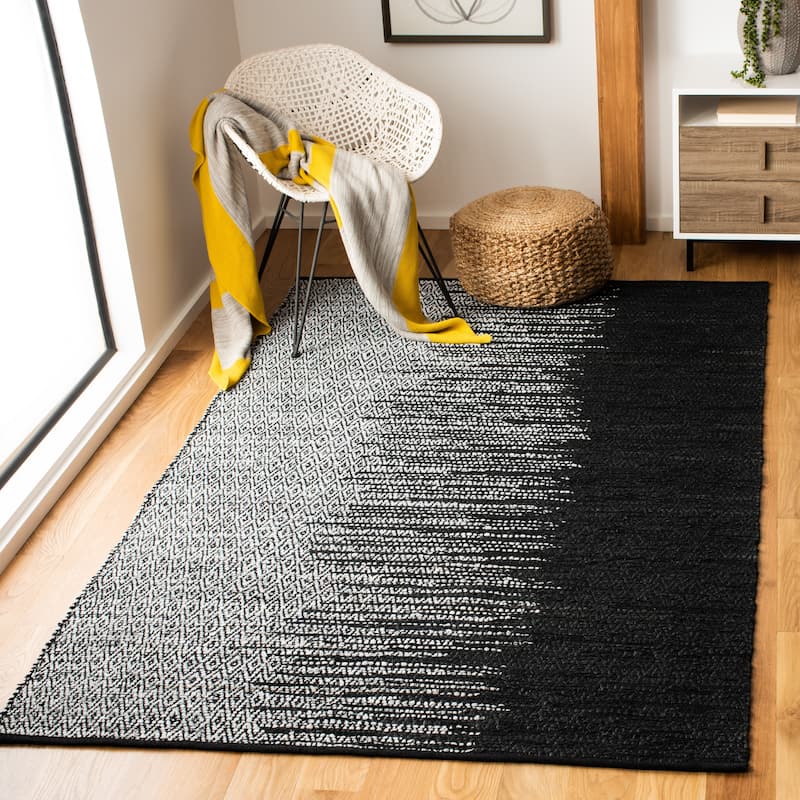 SAFAVIEH Handmade Vintage Boho Leather Denita Modern Stripe Leather - 3' x 5' - Light Grey/Black - Runner/Rectangle