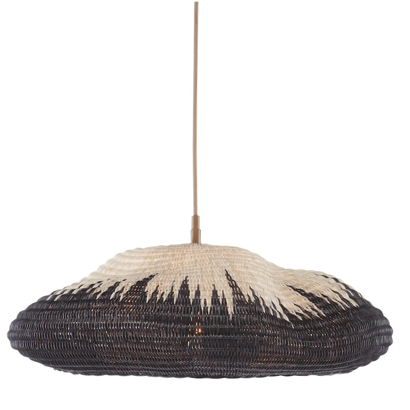 Currey & Company Comme Des Paniers Pendant - 9.5"h x 23"dia - 9.5"h x 23"dia - Khaki/Black