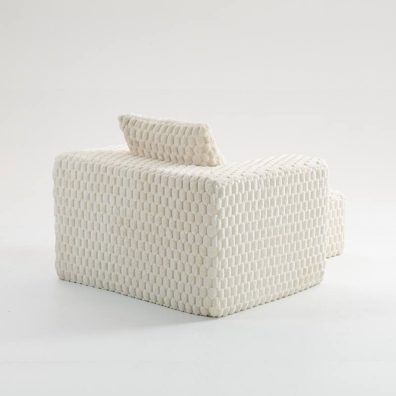 Corduroy Low Floor Standing Sofa Armchair & Ottoman Set