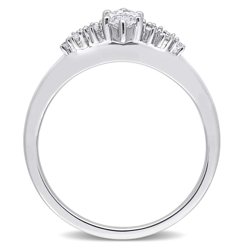 Miadora 14k White Gold 1/2ct TDW Diamond Marquise Engagement Ring