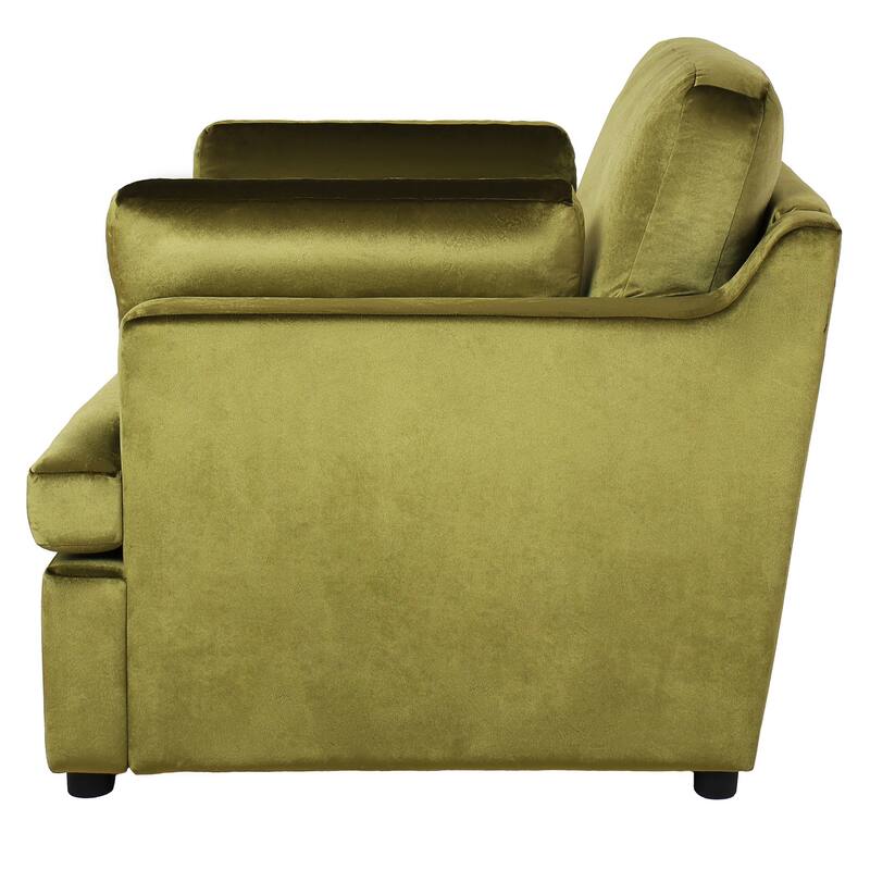 Velvet Single Sofa Chair, Modern Upholstered Accent Chair for Reading, Comfy Living Room Chairs with Pillow