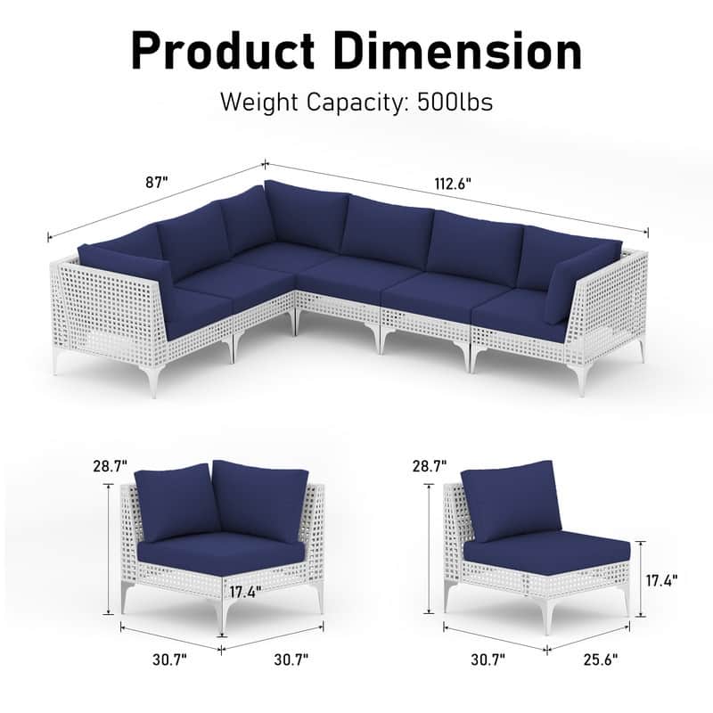 FINCATI Outdoor Wicker Modular Sectional Conversation Set with Cushions, Modern Patio Furniture Set