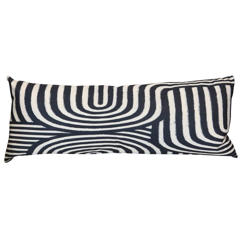 StyleCraft Wyatt Abstract Contour Maze Abstract Pillow - Charcoal, Soft Gray & Muted Sage - 36" x 14"