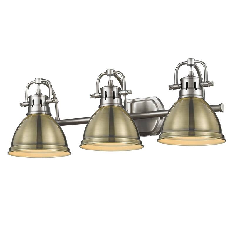 Duncan 3-light Vintage Bathroom Vanity Light - Pewter with Aged Brass