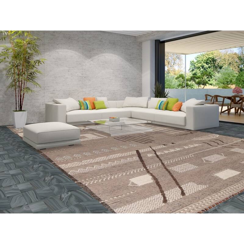 All-Over Abstract Moroccan Palace Size Rug Hand-Knotted Wool Carpet - 11'11"x 18'5"