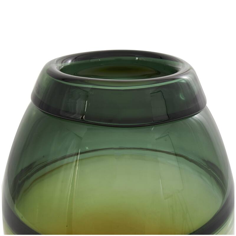 Glass Handmade Ombre Decorative Vase with Yellow Base - Green - Roche River Decor