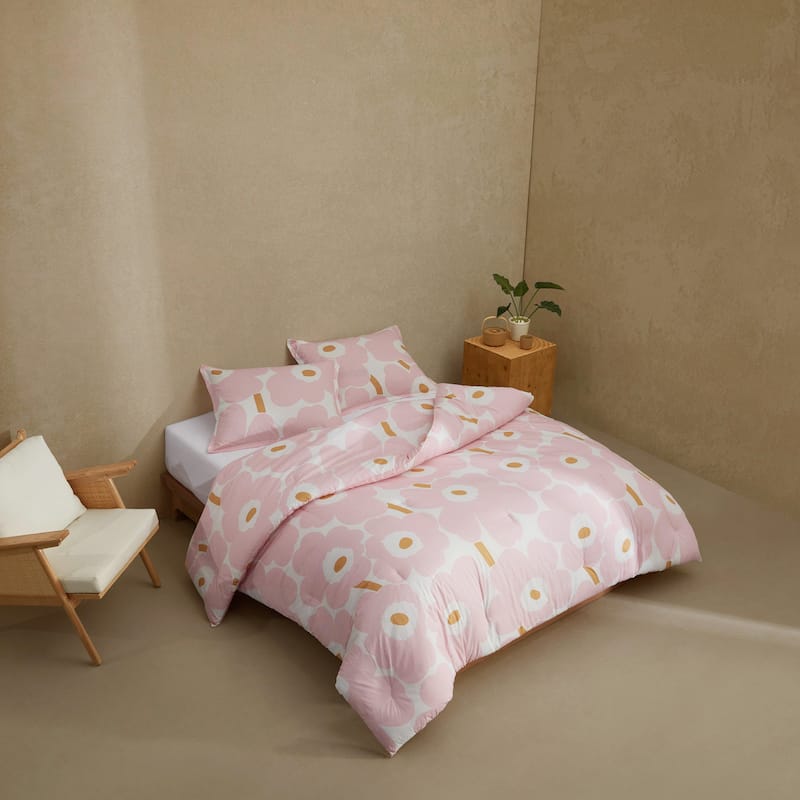Marimekko Unikko Pink Cotton Reversible Duvet Cover Set
