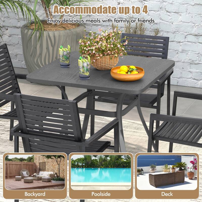Gymax 32'' Patio Dining Table w/ 4 Curved Legs Heavy-Duty Outdoor