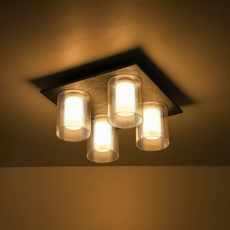 Scandinavian 4-Light Glass Dimmable LED Semi Flush Mount 13.8in