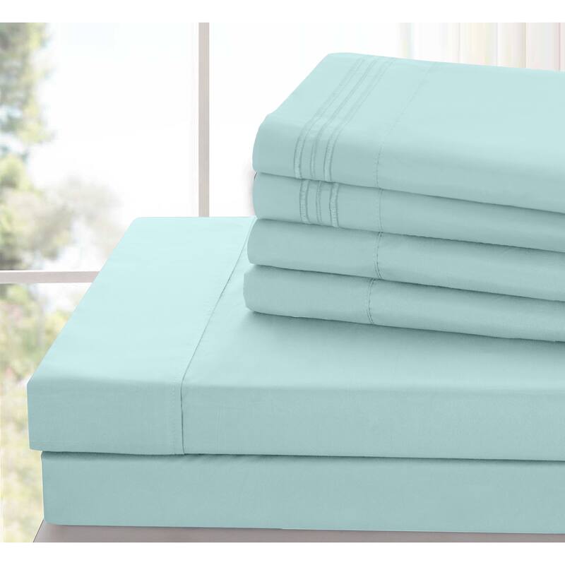 6 Piece Bed Sheet Set Deep Pocket Ultra Soft Microfiber Bedding Sheets