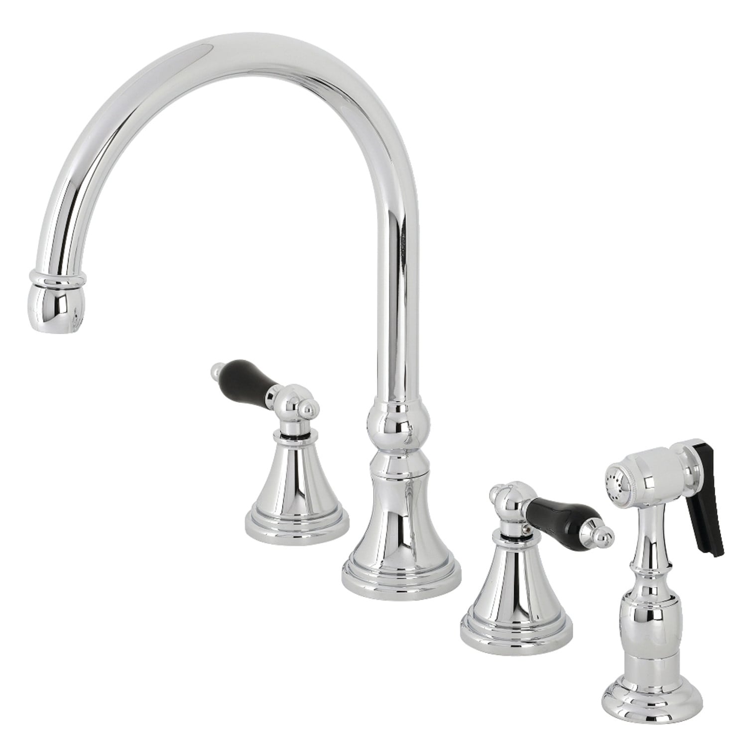 Kingston Brass Duchess Widespread Kitchen Faucet with Brass Sprayer