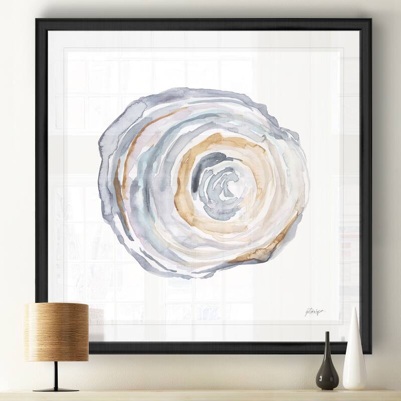Watercolor Tree Ring IV -Black Framed Print