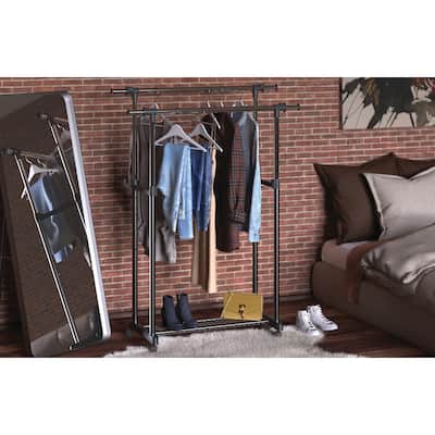 ClosetMaid Steel Rolling Adjustable Garment Rack with Storage Shelf