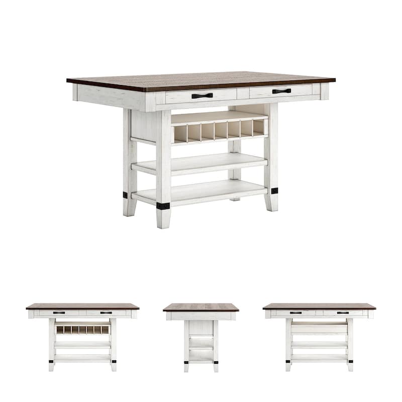 Signature Design by Ashley Valebeck White/Brown Counter Height Dining Table - 60" W x 40" D x 36.13" H