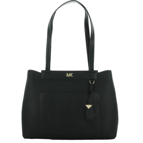 MICHAEL Michael Kors Womens Meredith Tote Handbag Leather Shoulder - Black - Large