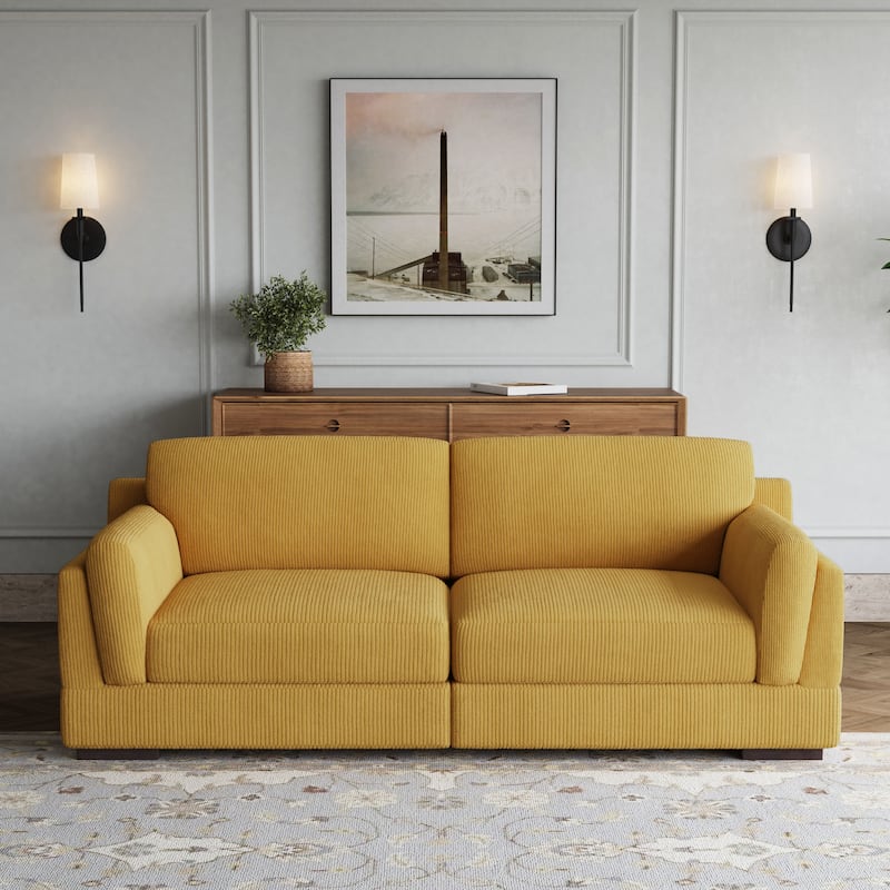 Modern 90 inch Corduroy Loveseat Deep Seat Sofa
