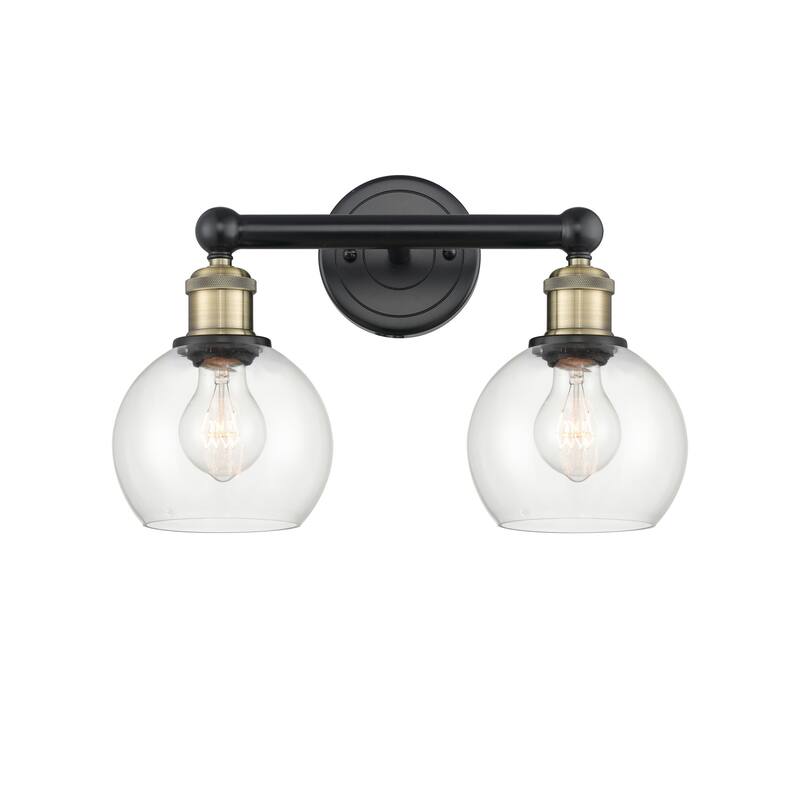 Innovations Lighting 616-2W-11-15 Athens Vanity Athens Deco Swirl 2 - Black Antique Brass / Clear