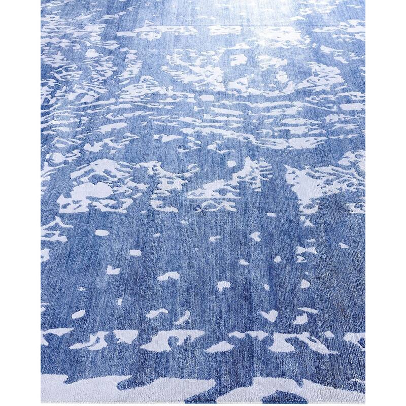 Modern One-of-a-Kind Hand-Knotted Area Rug, Blue - 9' 2" x 12' 0"