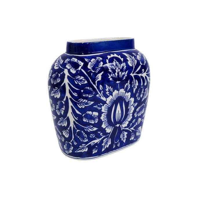Home&Manor Ceramic Large Blue Vase
