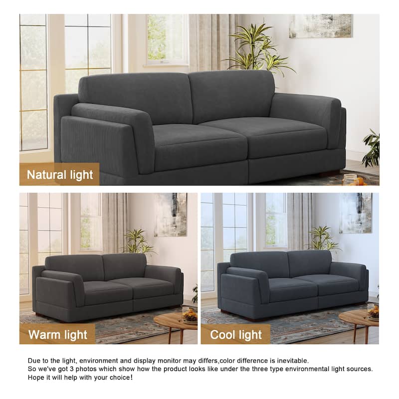 90.2"W Corduroy Upholstered Living Room Sofa
