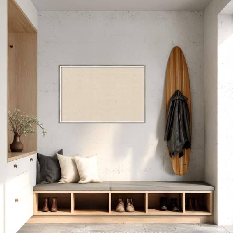 Amanti Art Framed Fabric Pinboard Natural Linen Printed Bulletin Board