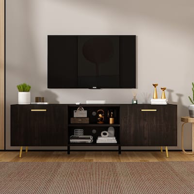Sideboard Entertainment Centers TV Stand 2 Doors End Table White/Brown