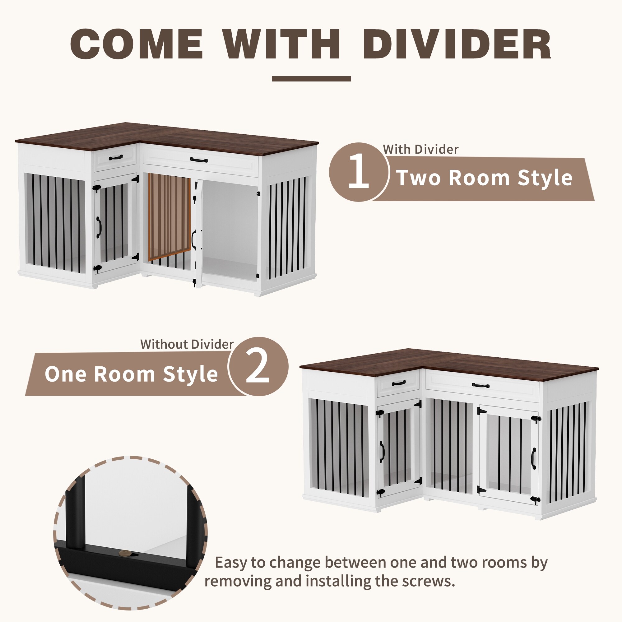 Large Corner Dog Crate Furniture For 2 Dogs With 2 Drawers TV Stand Bed Bath Beyond 38296292