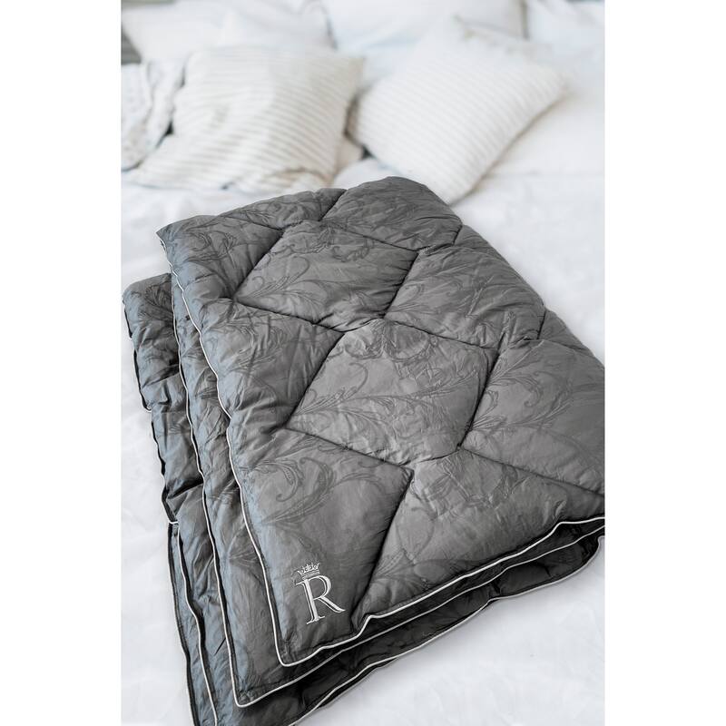 Royal Therapy Comforter, White Comforter Duvet Insert, Down Alternative Blanket Comforter - Twin - Grey