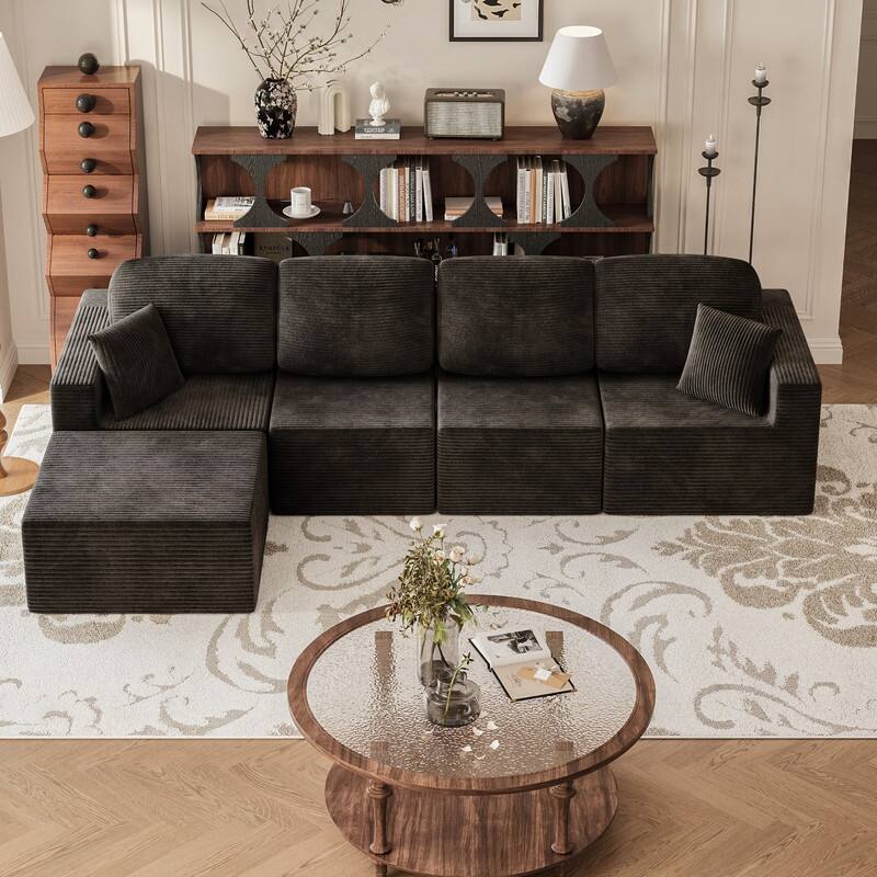 L Shaped Modular Sectional Couch, 126" Boneless Couches for Living Room, Modern Cloud Couch with Chaise Lounge