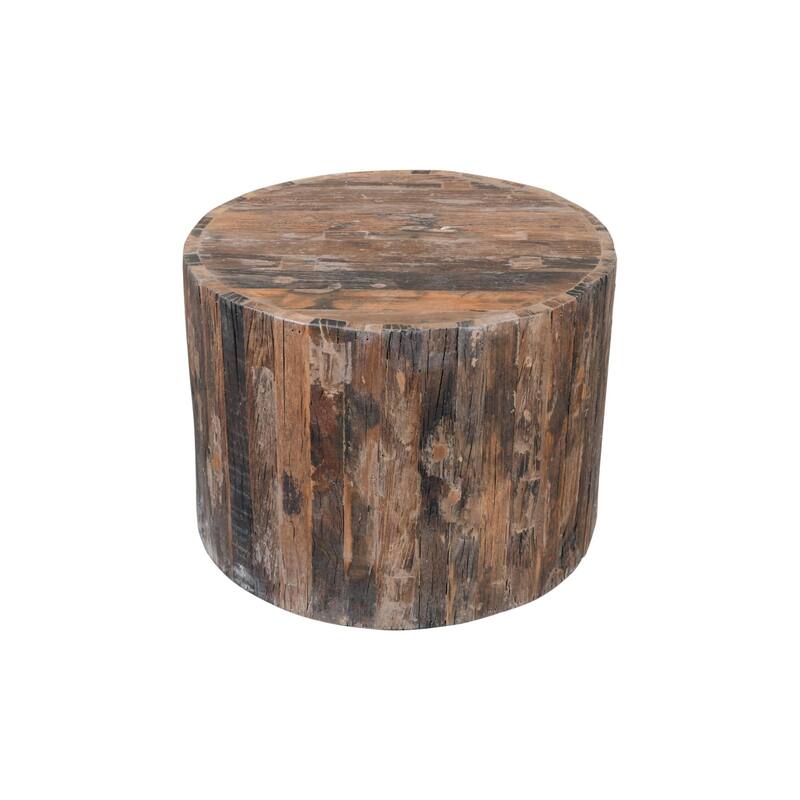 Rustic Style Cylindrical Wooden Coffee Table - 24"