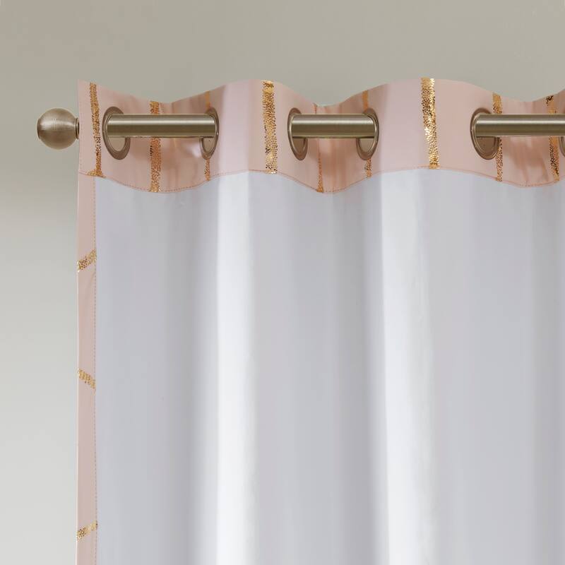 Intelligent Design Khloe Total Blackout Metallic Print Grommet Top Curtain Panel