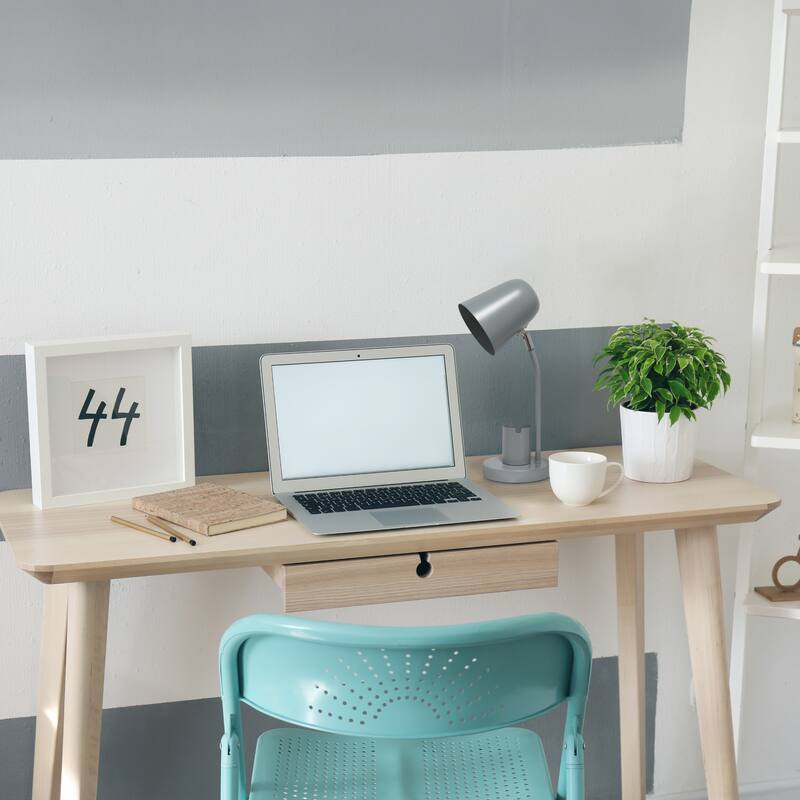 Desk Lamp with Adjustable Shade and Pen Holder - 15.75" - Gray