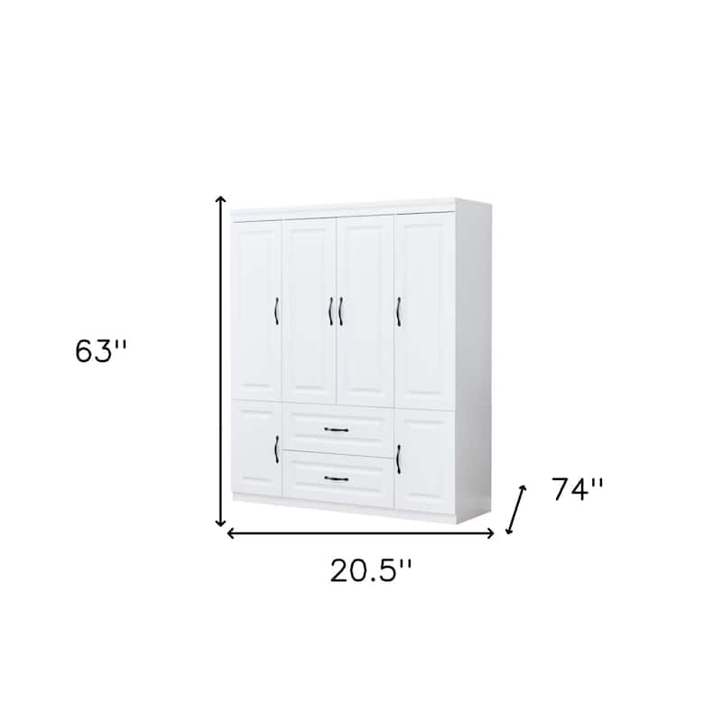 HomeRoots 72" White Six Door Two Drawer Combo Dresser