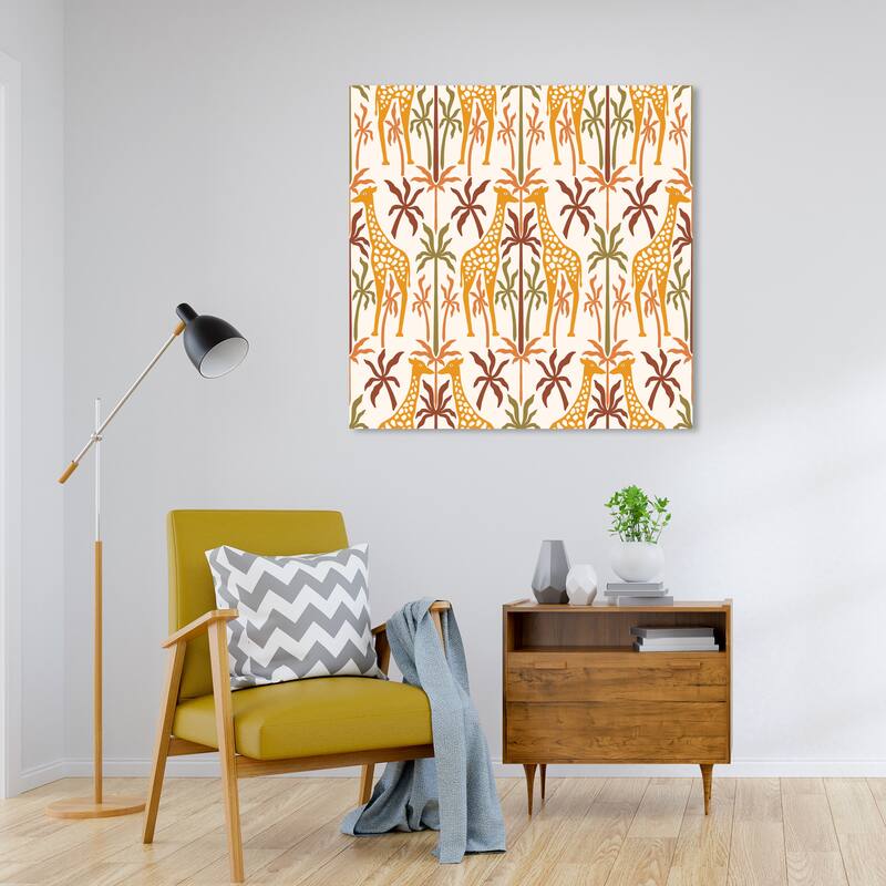 Wynwood Studio Canvas Abstract Deer s Love Brown and Dark Yellow Modern & Contemporary Wall Art Canvas Print
