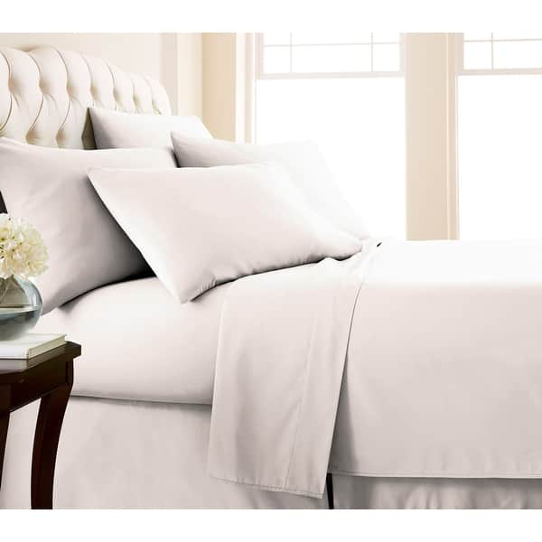No-slip Ultra-soft Deep Pocket 6-piece Bed Sheet Set - King - Bone
