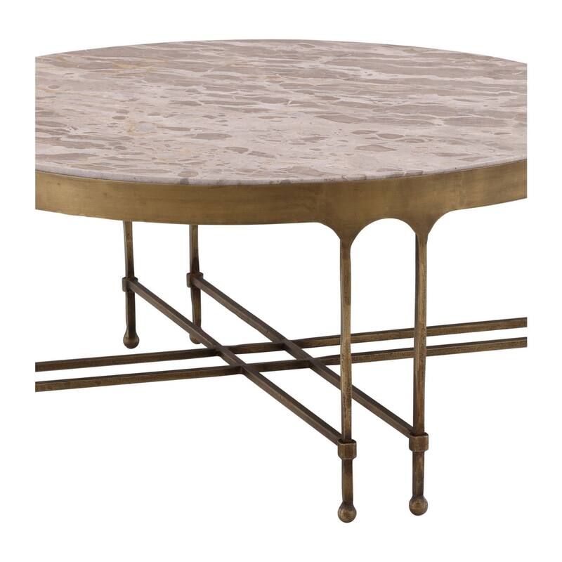 Furniture Classics Shirley Gold Iron Marble Inlaid Coffee Table