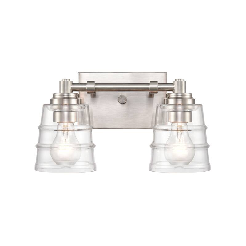 Pulsate 13-inch Wide 2-Light Vanity Light in Satin Brass - 13 - Satin Nickel