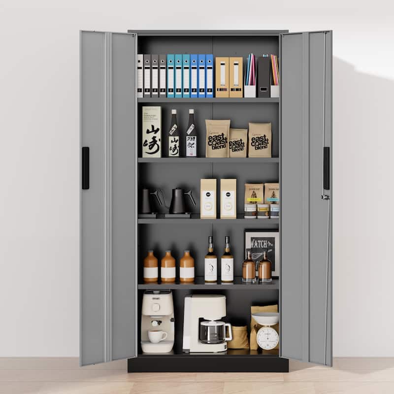 71 inch Garage Storage Cabinet Shelving Kitchen Pantry Locker with Adjustable Shelves for Office, Garage, Home, Pantry