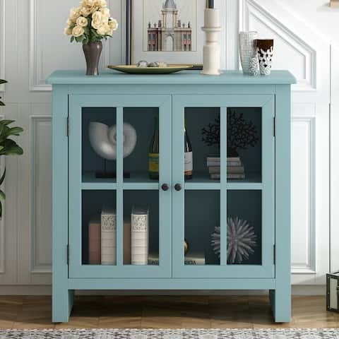Sideboard Wood Accent Buffet Storage Cabinet with Adjustable Shelf
