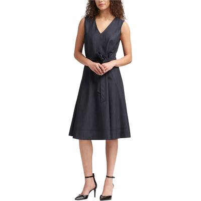 DKNY Womens Denim A-line Dress,, Blue, 10